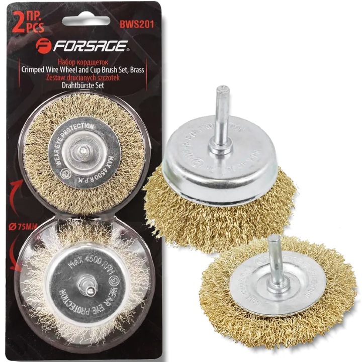 FORSAGE puha kefekészlet, 2 elemes, 75mm, 4500 ford./perc, 6mm