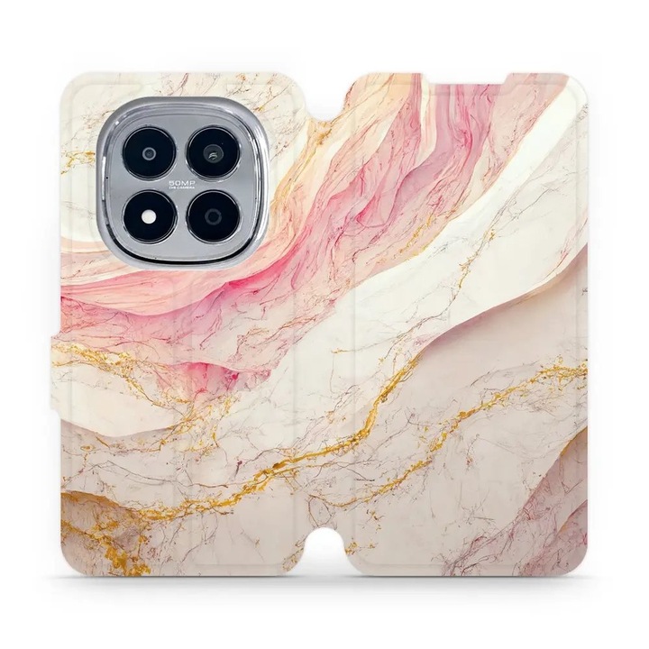 Husa flip Mobiwear pentru Xiaomi Redmi Note 15 Pro 5G, VP32S Marmura roz si aurie