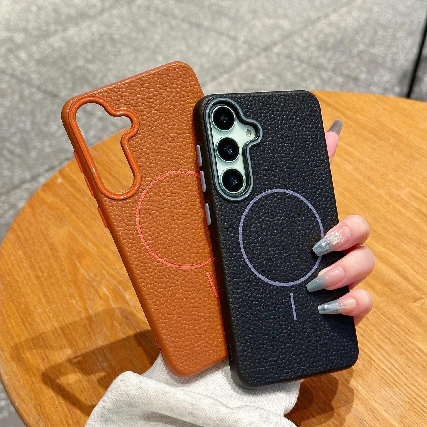 Husa pentru Samsung Galaxy S25 cu MagSafe, cu textura bomboanata de piele artificiala, Protectie durabila din TPU, LIXR-04EN®, Albastru valurilor