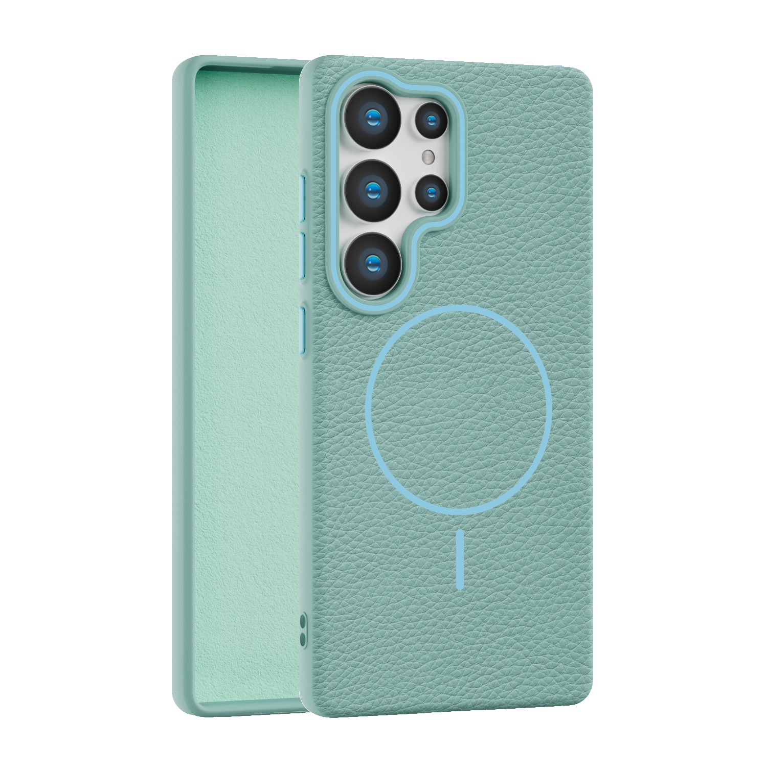 Husa pentru Samsung Galaxy S25 cu MagSafe, cu textura bomboanata de piele artificiala, Protectie durabila din TPU, LIXR-04EN®, Albastru valurilor