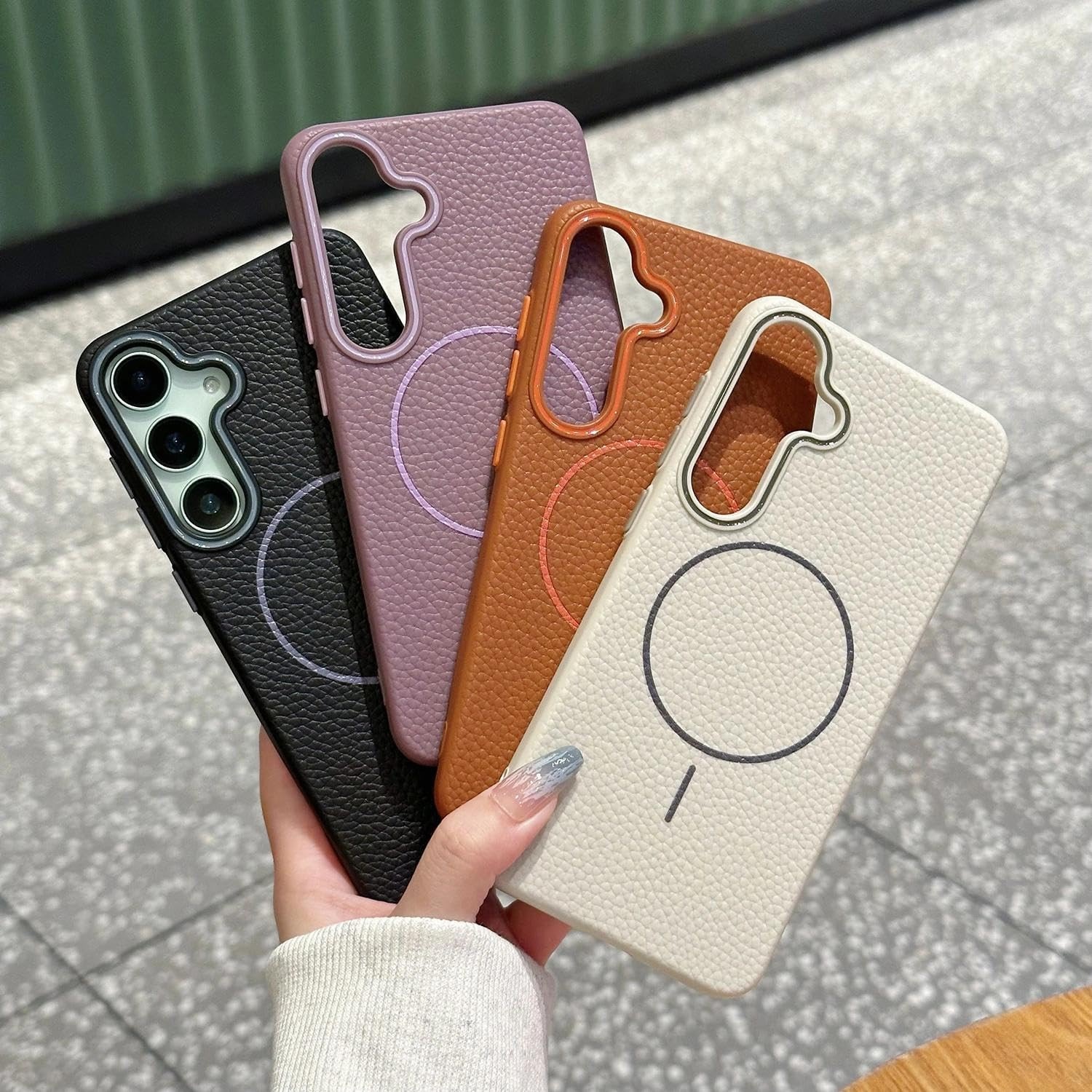 Husa pentru Samsung Galaxy S25 cu MagSafe, cu textura bomboanata de piele artificiala, Protectie durabila din TPU, LIXR-04EN®, Albastru valurilor