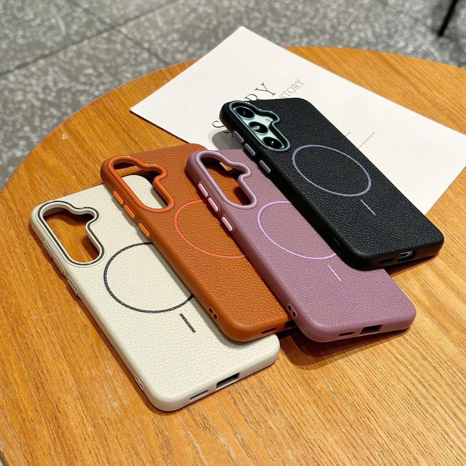 Husa pentru Samsung Galaxy S25 cu MagSafe, cu textura bomboanata de piele artificiala, Protectie durabila din TPU, LIXR-04EN®, Albastru valurilor