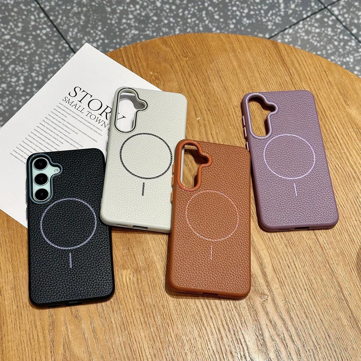 Husa pentru Samsung Galaxy S25 cu MagSafe, cu textura bomboanata de piele artificiala, Protectie durabila din TPU, LIXR-04EN®, Albastru valurilor