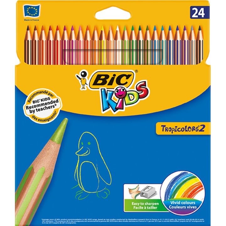 Creioane colorate Bic Tropicolors, 24 buc/set