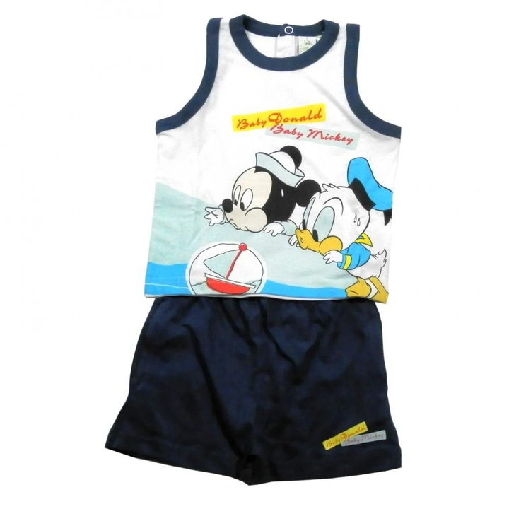 Set tricou fara maneci si pantaloni scurti Disney Disney Classics Bleumarin 18 luni
