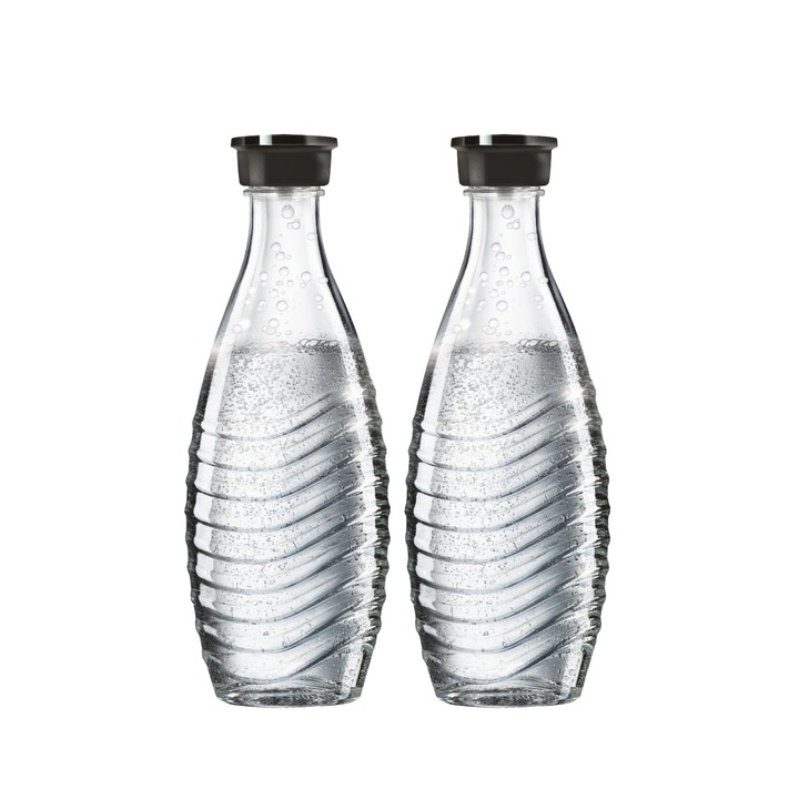 Sodastream palack, 2 db-os szett, 0.7L, üveg, elegáns design, mosogatógépben mosható