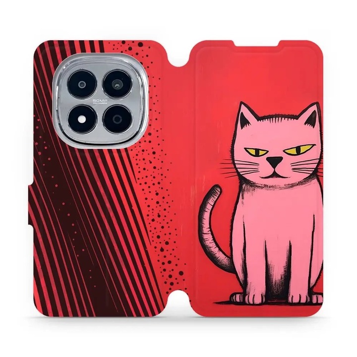Husa flip Mobiwear pentru Xiaomi Redmi Note 15 Pro 5G, design elegant, rezistent la socuri si zgarieturi, rosie
