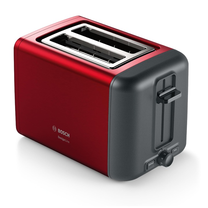 Bosch Tat3P424De kenyérpirító, 2 szeletes, 970 W, piros