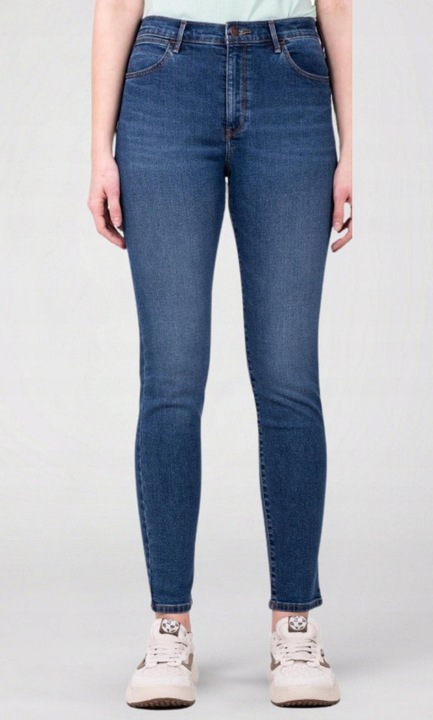 Blugi dama, Wrangler, Bumbac, Albastru, HIGH RISE SKINNY