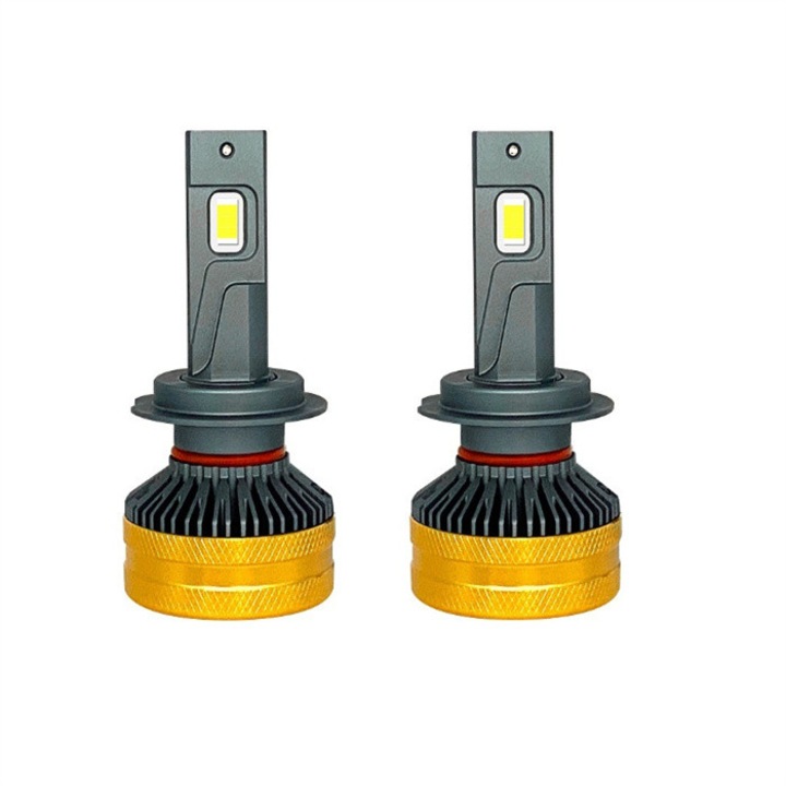 Комплект 2 LED крушки за кола H7, 130W, 24000LM, Цветна температура 6000K, Бяла