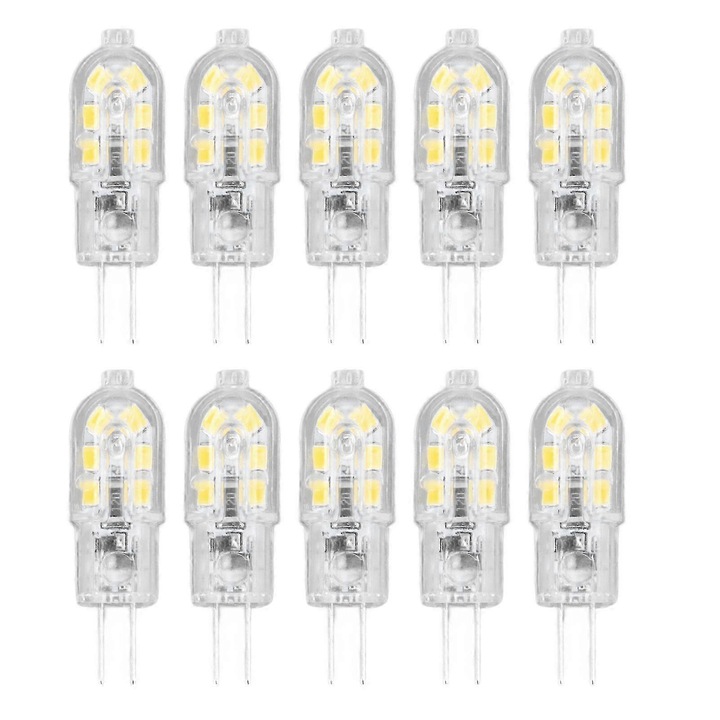 Set 10 becuri G4 LED, lumina calda, dimabile, 12V