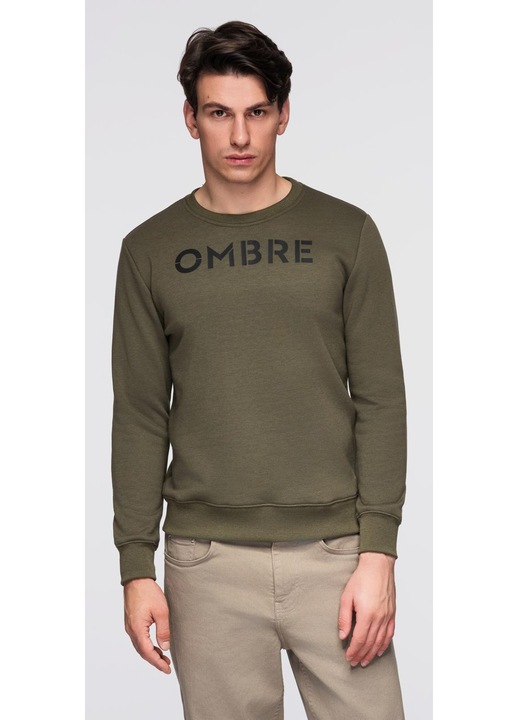 Класическа блуза с щампа OMBRE B1711, Тъмнозелен