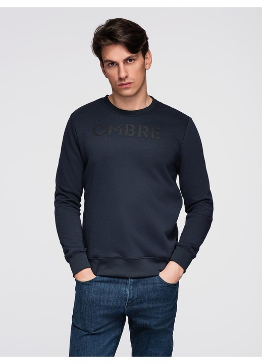 Класическа блуза с щампа OMBRE B1711, Тъмносин