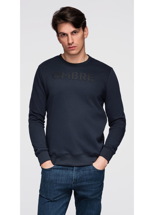 Bluza clasica cu imprimare OMBRE B1711, Albastru inchis