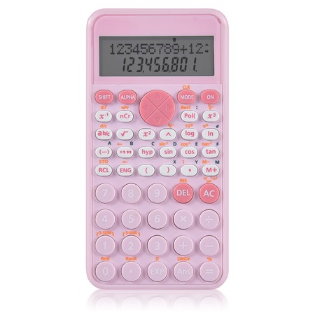 Calculator stiintific, doua ecrane, portabil, roz, 12 cifre - eMAG.ro