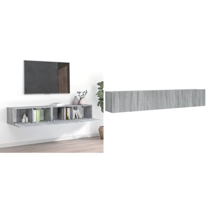 Set dulapuri TV, 2 piese, gri sonoma, lemn prelucrat