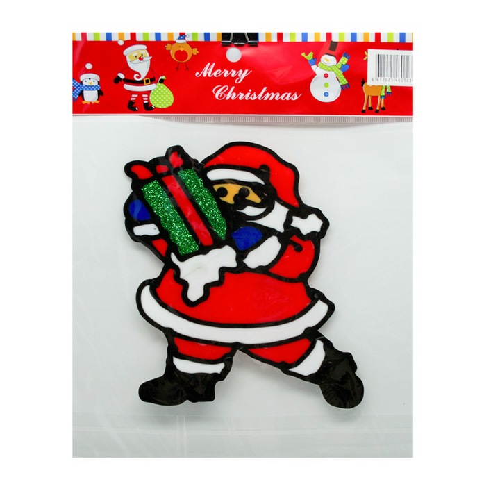 Многократен стикер Коледа Дядо Коледа, бял/червен, 17x13 см