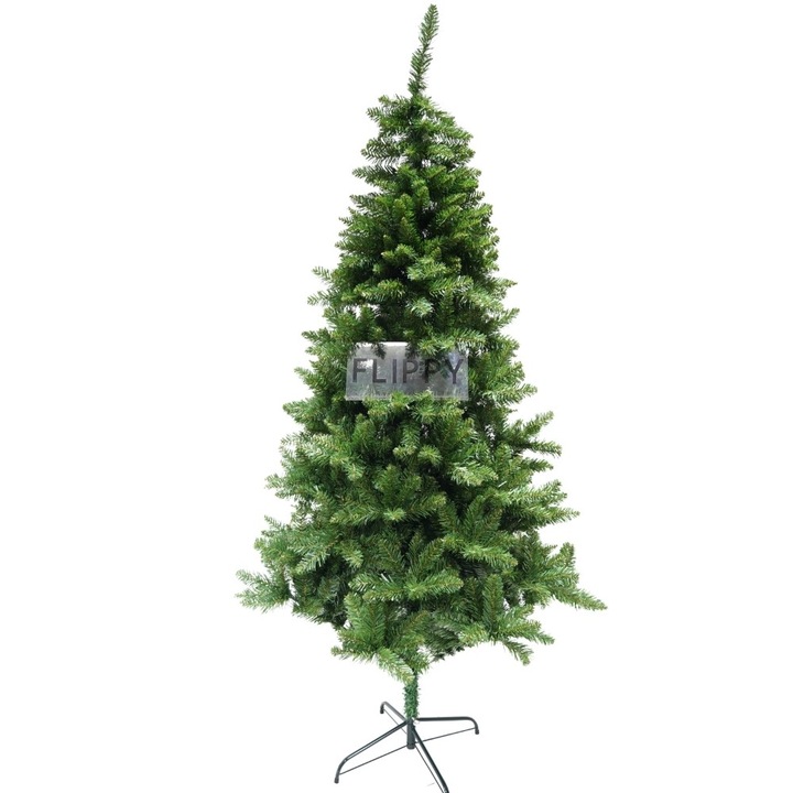 Klasszikus műfenyő, beltéri/kültéri, 210 cm magas, 125 cm átmérő, 957 ág, zöld, fém állvánnyal