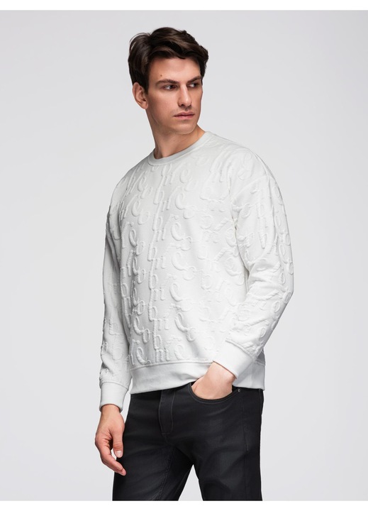 Блуза RELAXED FIT с обработени букви OMBRE B1712, Мръснобял