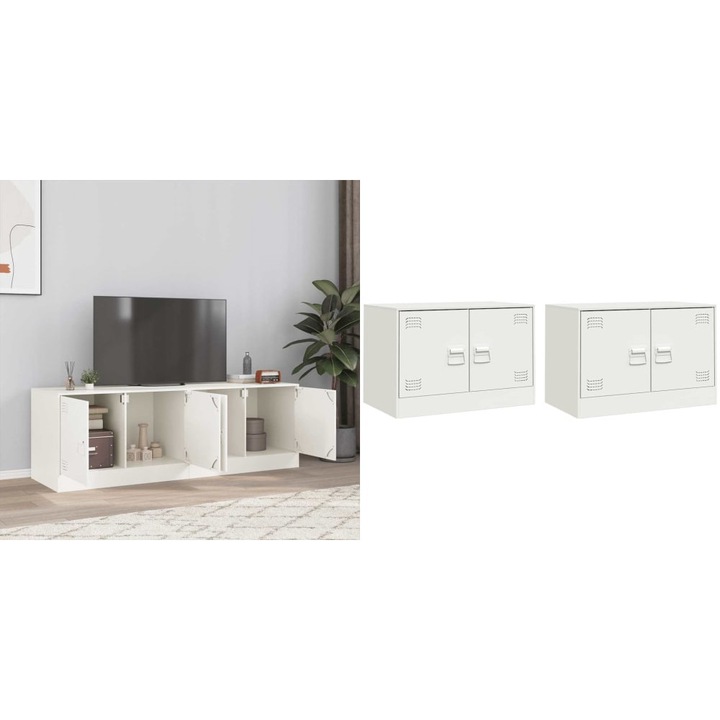 Dulapuri TV 2 buc., alb, 67x39x44 cm Otel