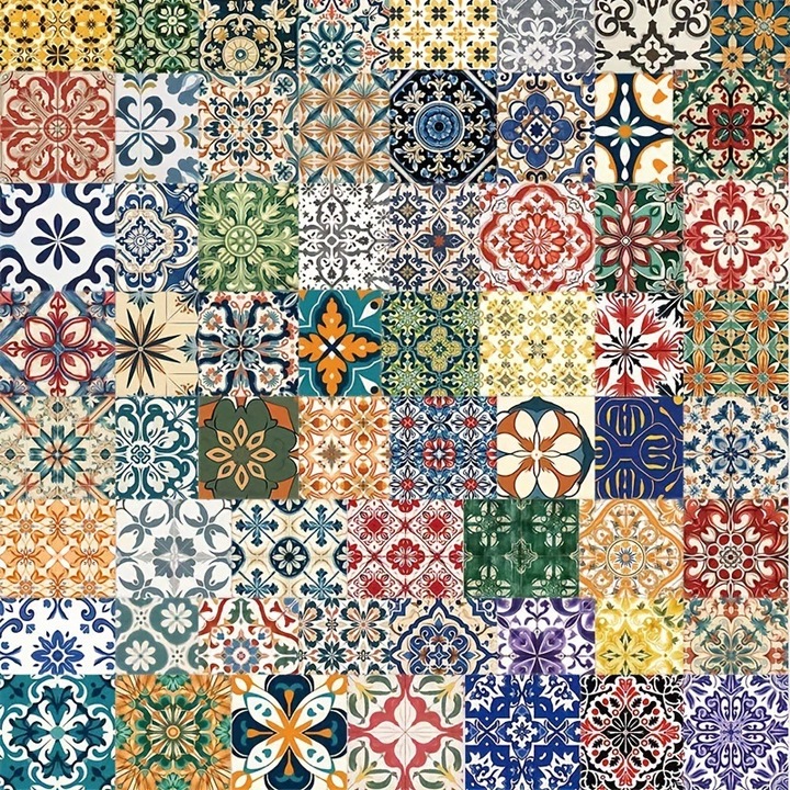 Set de 62 stickere decorative retro cu flori, impermeabile, multicolor