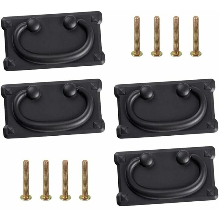 Set de 4 manere vintage din aliaj de zinc, 96x52mm, cu suruburi