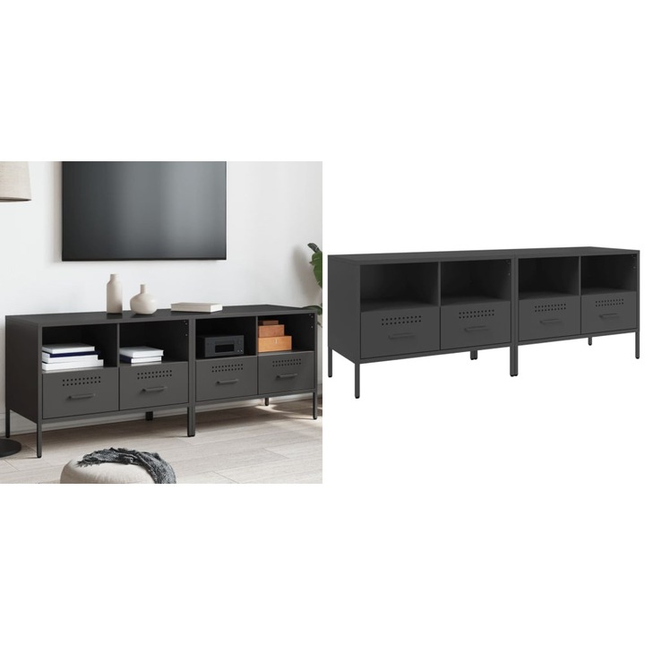Dulapuri TV, 2 buc., negru, 68x39x50, 5 cm, otel