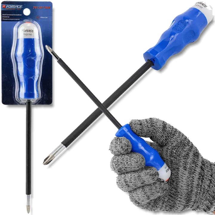 Surubelnita FORSAGE PH2, 150mm, cu cap magnetic si iluminare LED