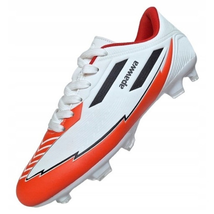 Детски футболни обувки, екологична кожа, бяло/червено