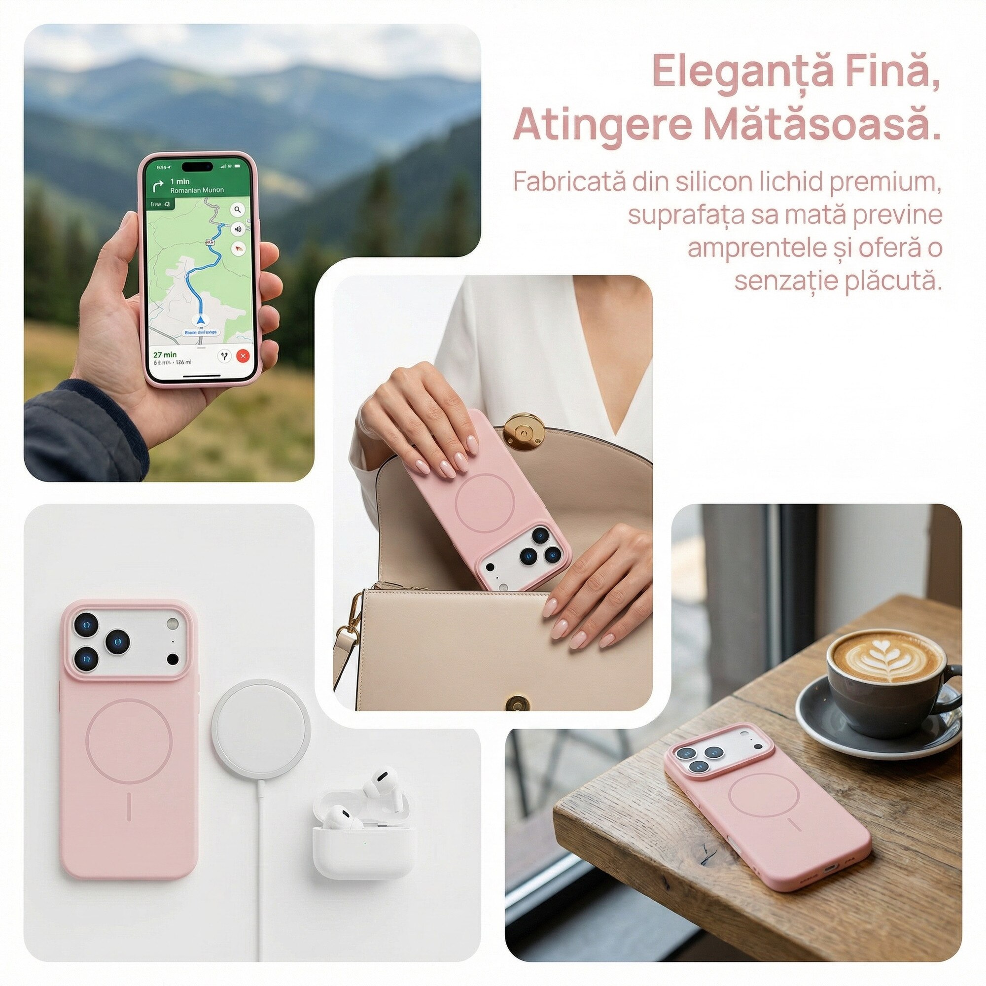 Husa pentru Apple iPhone 17 Pro cu MagSafe, Protectie Totala Anti-Soc din PC, LIXR-03EN®, Roz Sakura
