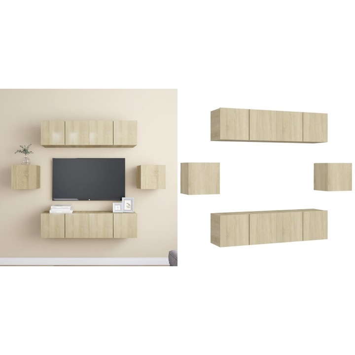 Set de dulapuri TV, 6 piese, stejar sonoma, PAL