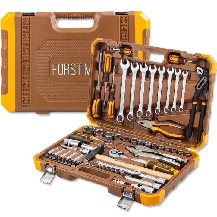 Set unelte 78 elemente, Forstime, 1/2" si 1/4", 6-kat, otel, multicolor