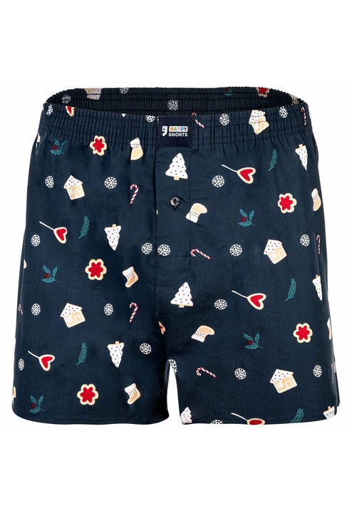 Happy Shorts, Boxeri cu model de Craciun, Rosu/Alb/Bleumarin