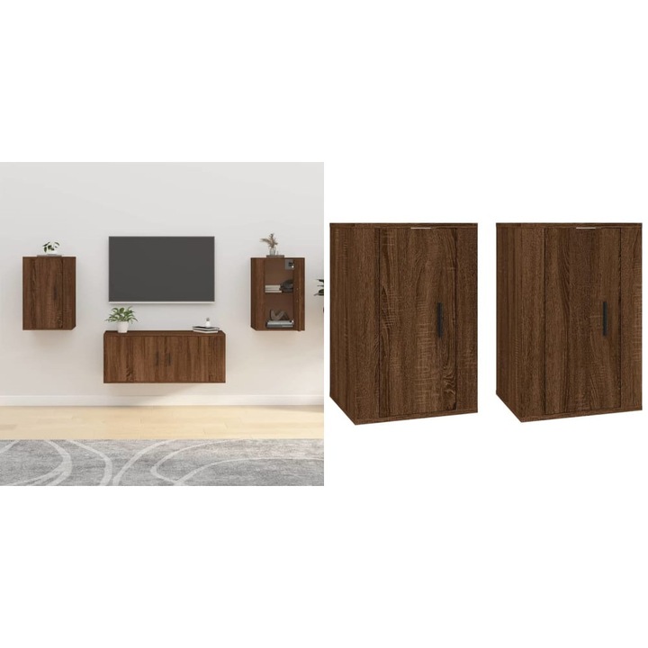 Dulapuri TV montate pe perete 2 buc. stejar maro 40x34, 5x60 cm