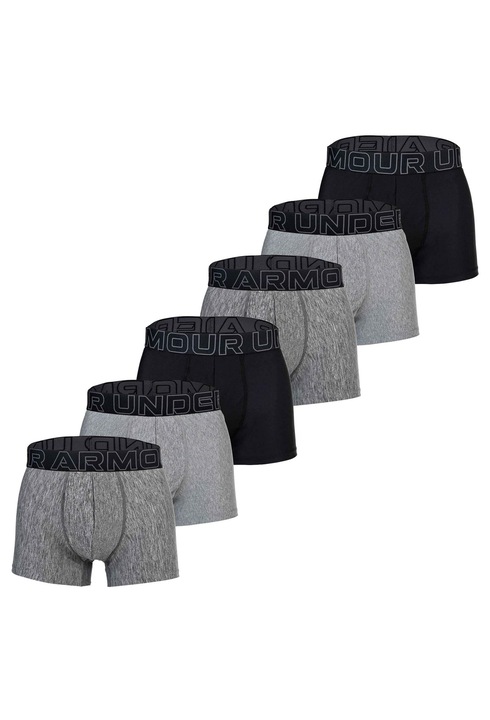 Under Armour, Set de boxeri cu logo - 6 piese, Negru/Gri