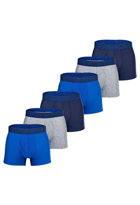 Under Armour, Set de boxeri cu logo - 6 piese, Gri/Albastru