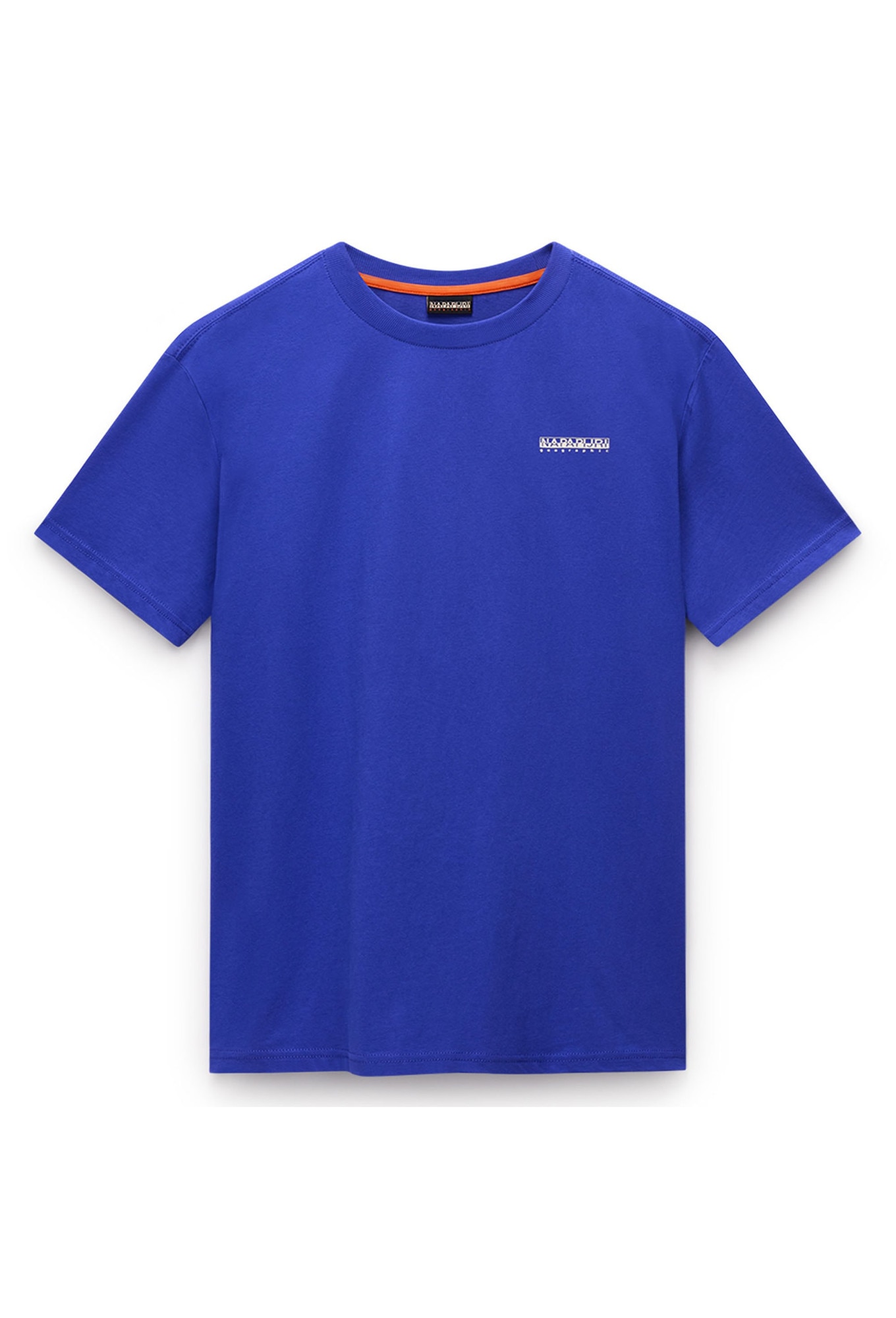 Napapijri, Tricou cu decolteu la baza gatului si model uni, Albastru, XL