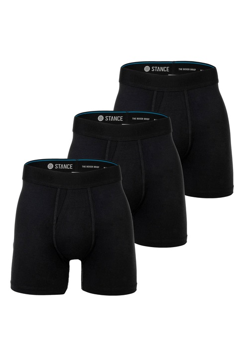 Stance, Set de boxeri cu banda logo in talie - 3 perechi, Negru