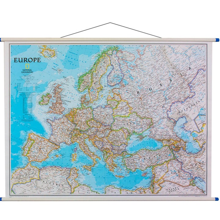 Harta de perete, National Geographic, Europa, 1:5 419 000, multicolor
