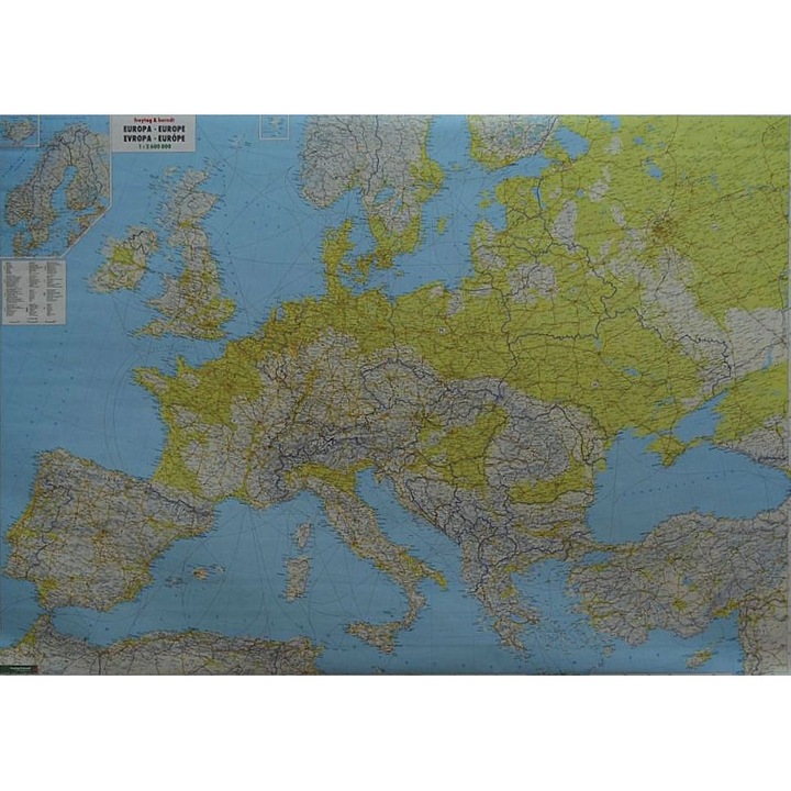 Harta de perete Europa, Freytag&Berndt, fizica, 1:2 600 000