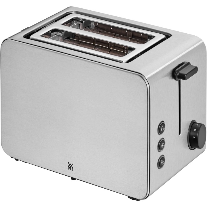 Тостер WMF Stelio, 2 филии, функция за гевреци, матирана неръждаема стомана, 900 W