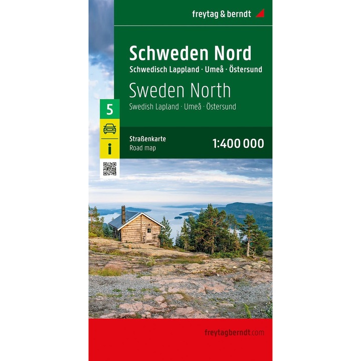 Harta auto Suedia de Nord, Freytag & Berndt, 1:400.000, informatii utile, 10 limbi