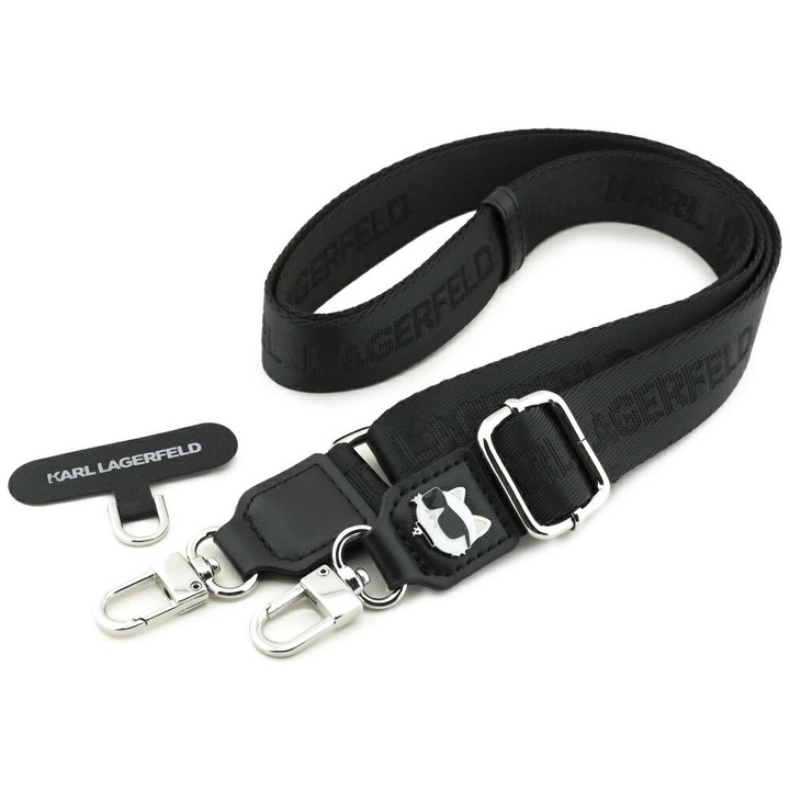 Snur/strap/lanyard telefon Strap Tether Patch Choupette Metal Logo (KLUCNCHPSPK) Universal Negru