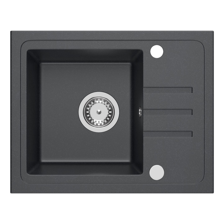 Chiuveta Quadron BEN 116 cu o cuva 55x44x17.5cm Neagra Set cu Sifon