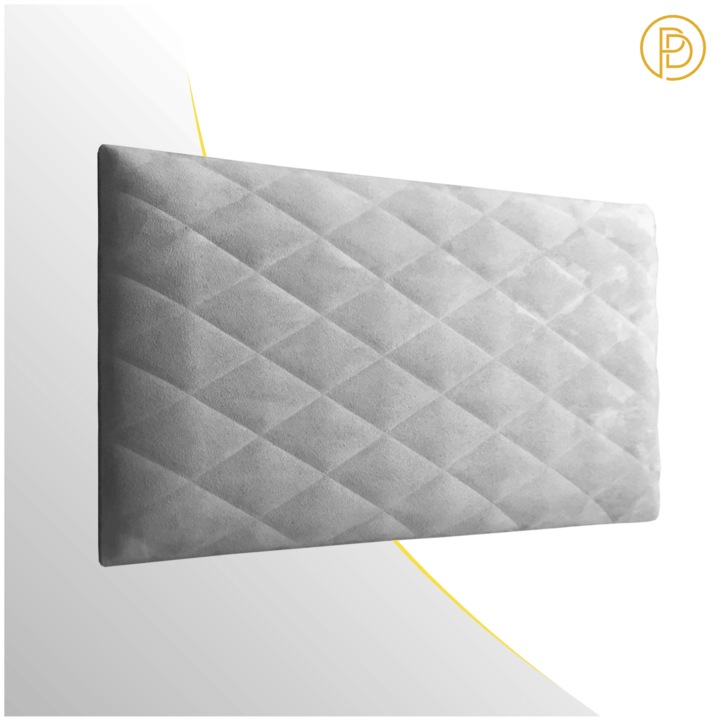 Panou 3D tapitat pentru perete si tavan, decorativ si izolator, autoadeziv, marime 60x30x2,5cm, Gri
