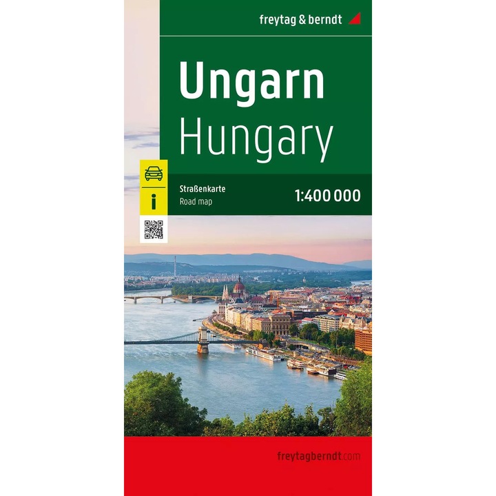 Harta rutiera Ungaria 1:400 000, Freytag & Berndt, distante in km, planuri orase
