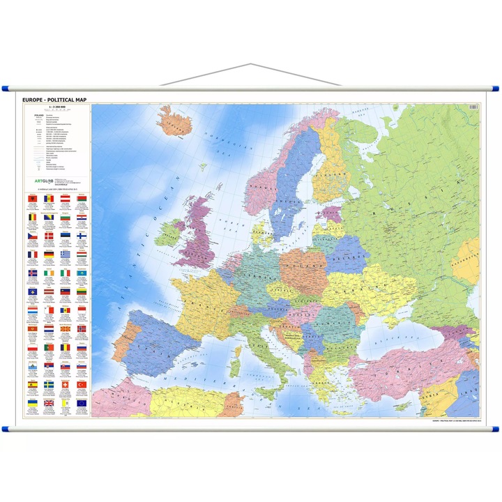 Harta de perete politica Europa, ArtGlob, 1:3 250 000, multicolor