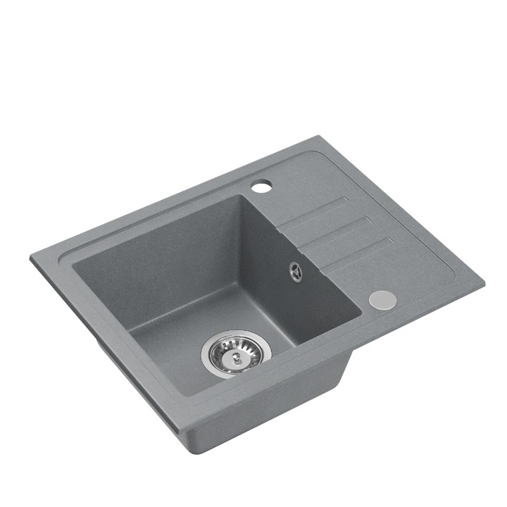 Chiuveta Quadron BEN 116 cu o cuva 55x44x17.5cm gri, set cu sifon