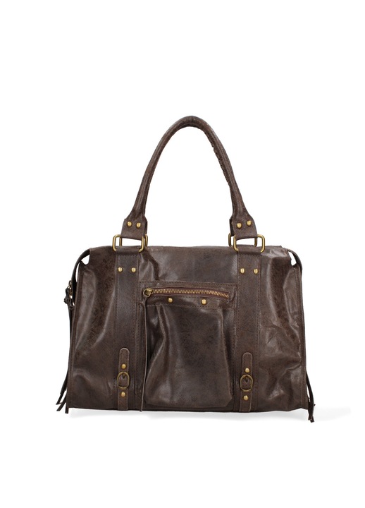 Gave Lux, Geanta din piele cu manere in partea de sus Elara, Maro inchis