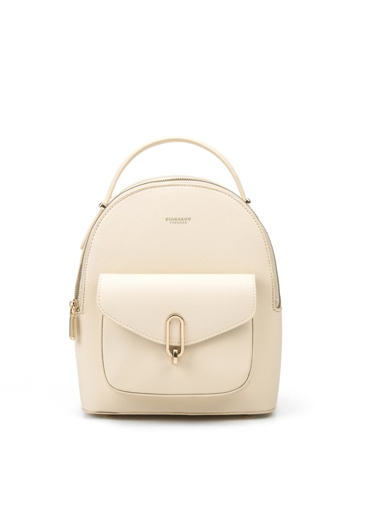 Diana&Co, Rucsac de piele ecologica cu buzunare cu clapa, Bej deschis